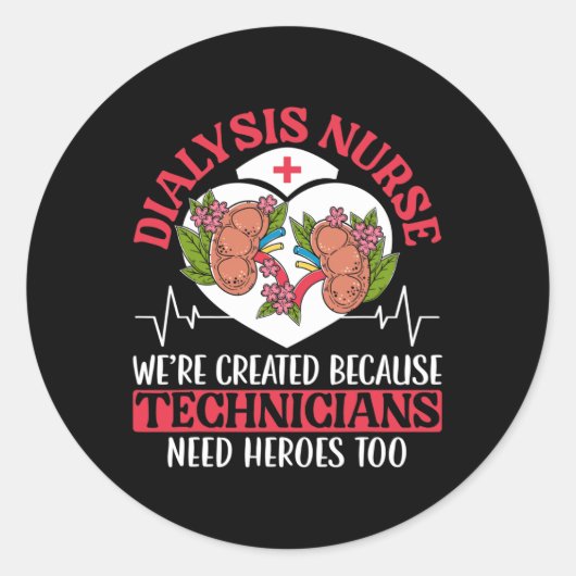 Dialyse Nurse Technician Helden Ronde Sticker (Voorkant)