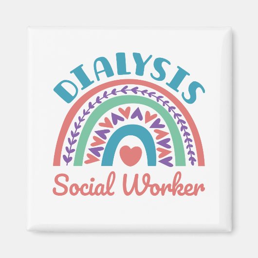 Dialyse Social Worker LCSW Renal Rainbow Magneet (Voorkant)