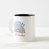 Dialyse Social Worker LCSW Renal Rainbow Tweekleurige Koffiemok (Voorkant links)