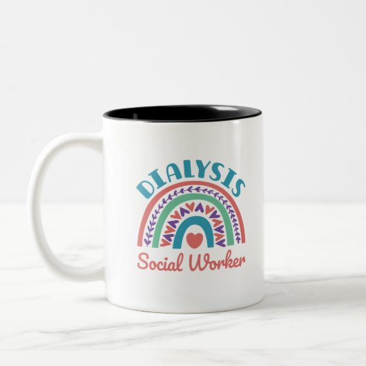 Dialyse Social Worker LCSW Renal Rainbow Tweekleurige Koffiemok (Links)