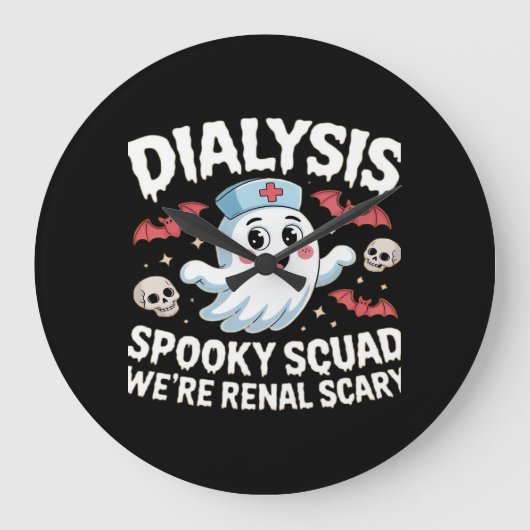 Dialyse Spooky Squad Renale Halloween Nefrologie N Grote Klok (Voorkant)