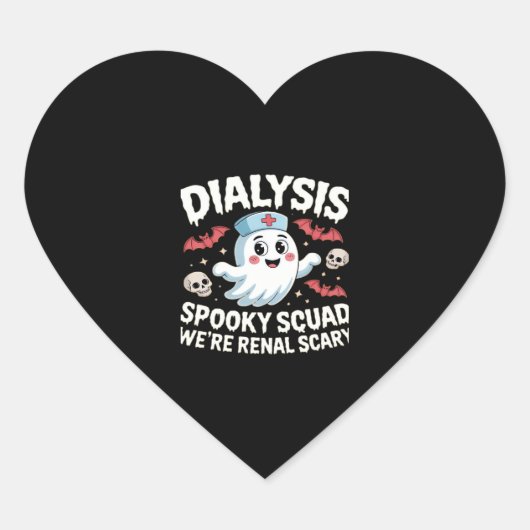 Dialyse Spooky Squad Renale Halloween Nefrologie N Hart Sticker (Voorkant)