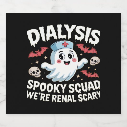 Dialyse Spooky Squad Renale Halloween Nefrologie N Sparkling Wijnetiket (Enkel label)