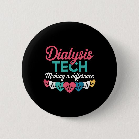 Dialyse Tech Maakt Een Verschil Technicus Hart Ronde Button 5,7 Cm (Voorkant)