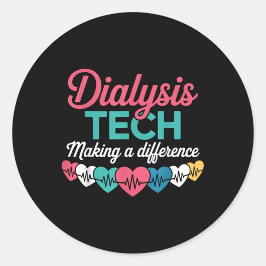Dialyse Tech Maakt Een Verschil Technicus Hart Ronde Sticker (Voorkant)