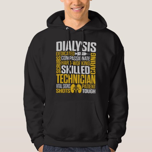 Dialyse Technicus Hardwerkende Nefrologie Tech Hoodie (Voorkant)