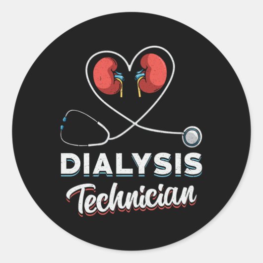 Dialyse-technicus Love Neurse Nephrology Tech Ronde Sticker (Voorkant)