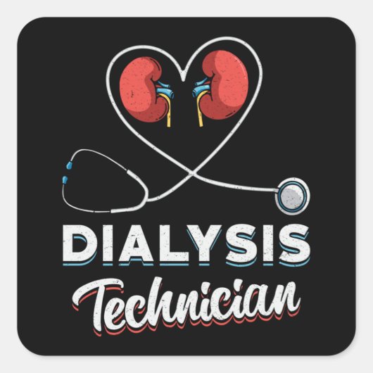 Dialyse-technicus Love Neurse Nephrology Tech Vierkante Sticker (Voorkant)