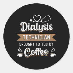 Dialyse-technicus met droge koffie-nefrologie ronde sticker
