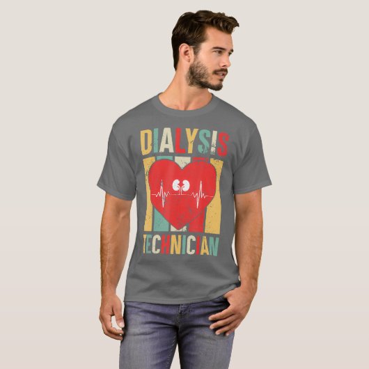 Dialyse technicus Retro-hartnefrologie T-shirt (Voorkant volledig)
