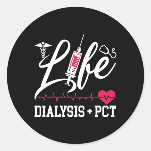 Dialyse van de verpleegkunde Tech Life Dialyse + P Ronde Sticker (Voorkant)