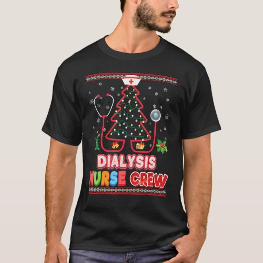 Dialyse Verpleegkundigen Kerst-kerstboom Stethosco T-shirt (Voorkant)