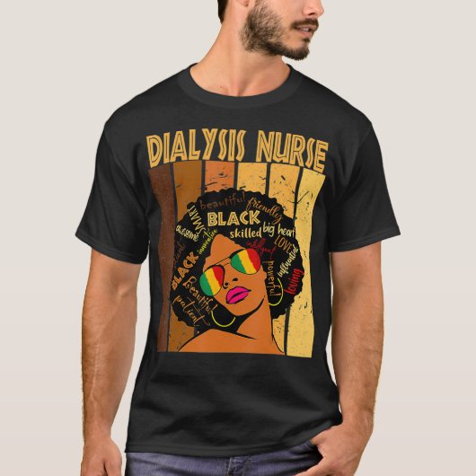 Dialyse verpleegster Afro African American Black H T-shirt (Voorkant)