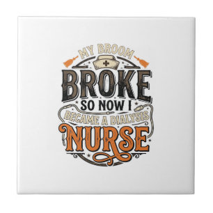 Dialyse Verpleegster Halloween Bezem Gebroken Vint Tegeltje