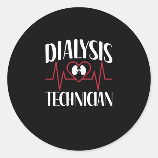Dialysetechnicus - ECG Pulse Hartslag Ronde Sticker (Voorkant)