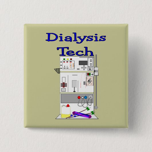 Dialysetechnicus — Fresenius-ontwerp machine Vierkante Button 5,1 Cm (Voorkant)