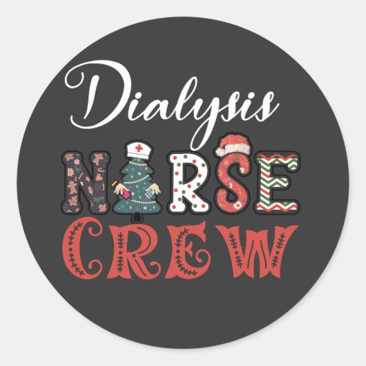 dialyseverpleegkundigen , kerstmis - shirt ronde sticker (Voorkant)
