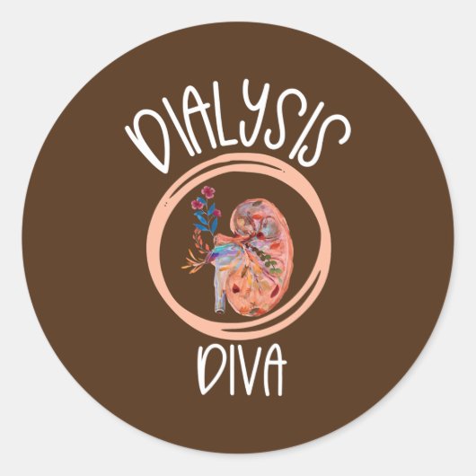 Dialysis Diva Kidney Nurse Dialysis Technician Ronde Sticker (Voorkant)