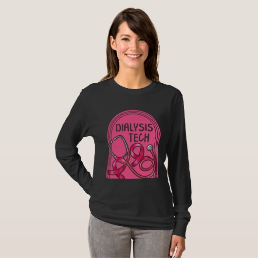 Dialysis Nurse Dialysis Tech Pink Stethoscope Tee  T-shirt (Voorkant volledig)