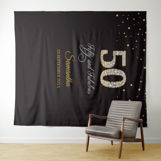 Diamant 50e Verjaardagsfeestje Tapestry Achtergron Wandkleed (In Situ (horizontaal))