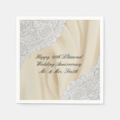 Diamant 60e bruiloft Jubileum Faux Satijn + Kant Servet (Voorkant)