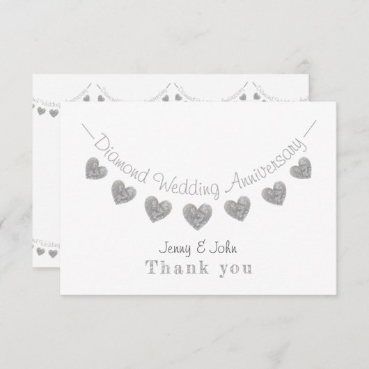 Diamant 60e trouwdag bunting dank u bedankkaart (Voorkant / Achterkant)