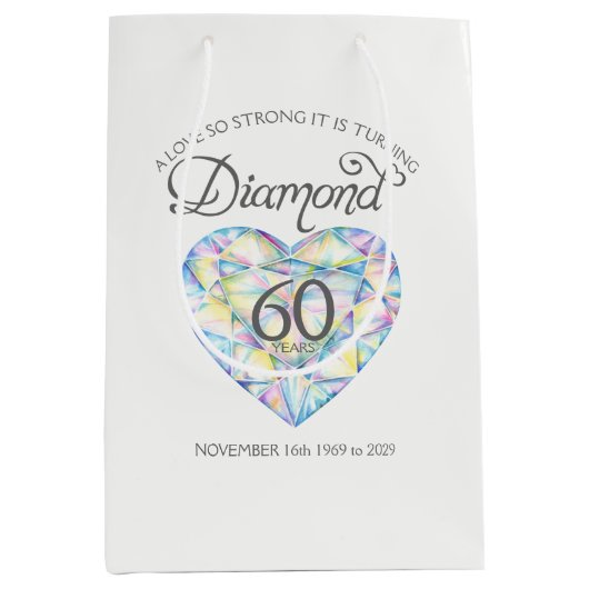 Diamant 60e verjaardag aangepaste sieraden geschen medium cadeauzakje (Voorkant)