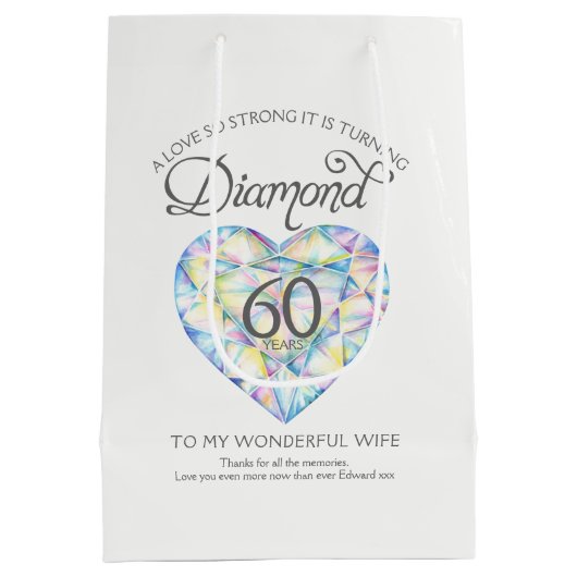 Diamant 60e verjaardag aangepaste sieraden geschen medium cadeauzakje (Achterkant)
