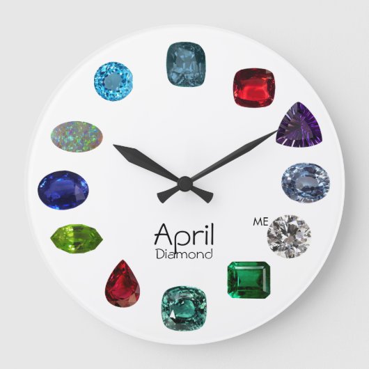 Diamant, April Birthstone Grote Klok (Voorkant)