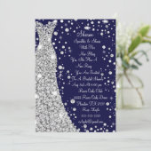 Diamant bezaaid trouwjurk bruids uitnodiging (Staand voorkant)