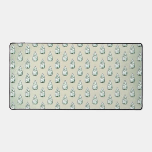  diamant blauwgroen neushoorn Victoriaans Bureaumat (Voorkant)