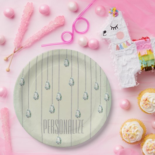  diamant blauwgroen strass elegant papieren bordje (Feest)