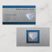 Diamant; blik van geborsteld metaal visitekaartje (Voorkant / Achterkant)