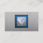 Diamant; blik van geborsteld metaal visitekaartje (Achterkant)