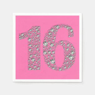 Diamant Bling 16 Zestien 16e Verjaardag ELKE KLEUR Servetten