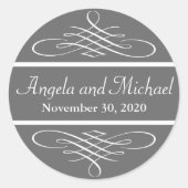 Diamant bloeien bruiloft labels (grijs) (Voorkant)