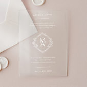 Diamant Bloemen Monogram Huwelijk Acryl Uitnodigingen