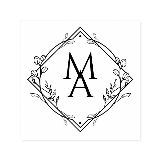 Diamant bloemenmonogram zelfinktende stempel (Design)
