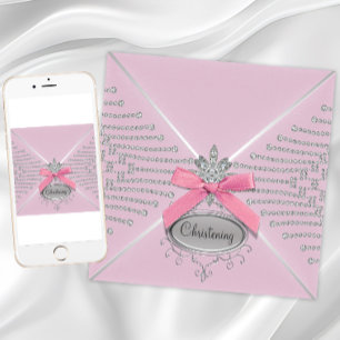 Diamant Boog Roze Doop Kaart