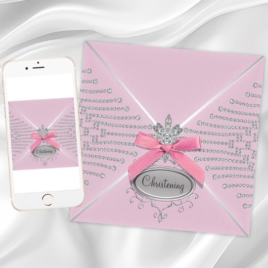 Diamant Boog Roze Doop Kaart