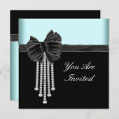 Diamant Boog Turquoise Zwart Feest Template Kaart (Voorkant / Achterkant)