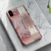 Diamant Calligrafie Naam Rose Goud Agaat Case-Mate iPhone Case