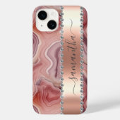 Diamant Calligrafie Naam Rose Goud Agaat Case-Mate iPhone Case (Achterkant)