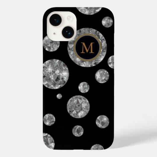 Diamant cirkels op zwart, gepersonaliseerd Case-Mate iPhone case (Achterkant)