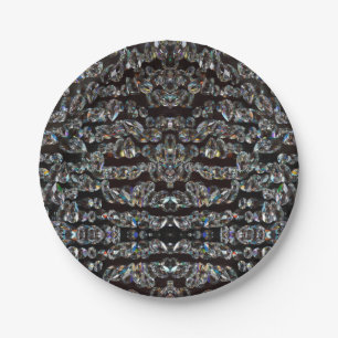 Diamant edelsteenpatroon elegant zilver en zwart papieren bordje