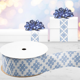 Diamant Eindeloze Knoop Kleur in Blauw Porselein Grosgrain Lint