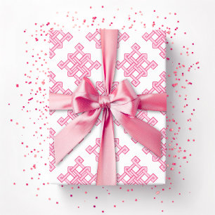 Diamant Eindeloze Knoop Schakering in Roze Cadeaupapier
