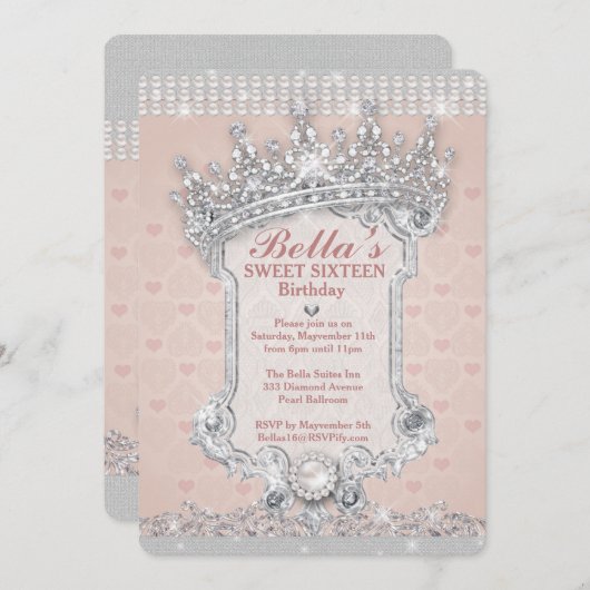 Diamant en Bling Party Uitnodigingen (Voorkant / Achterkant)