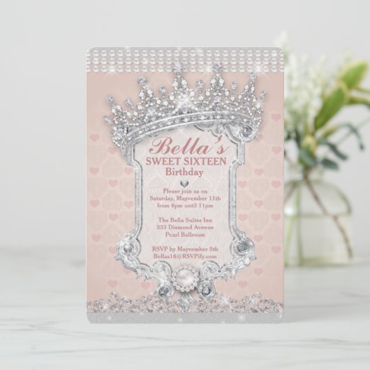 Diamant en Bling Party Uitnodigingen (Staand voorkant)