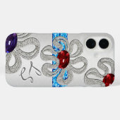 Diamant en edelsteen ingelegde bloemen (Monogramme Case-Mate iPhone Case (Achterkant (horizontaal))